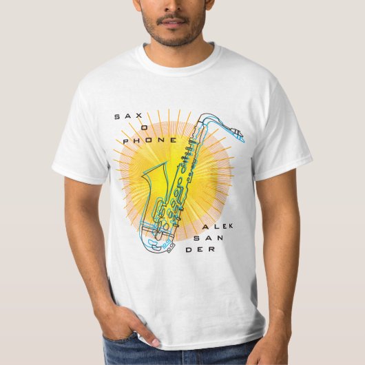 Saxofoon Illustratie Cool Moderne Kunst Saxofonist T-shirt (Voorkant)