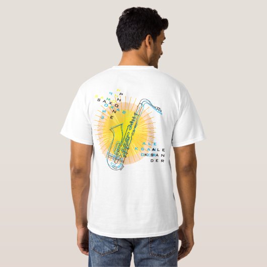 Saxofoon Illustratie Cool Moderne Kunst Saxofonist T-shirt (Achterkant volledig)