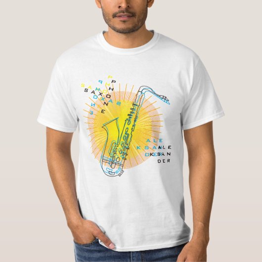 Saxofoon Illustratie Cool Moderne Kunst Saxofonist T-shirt (Voorkant)