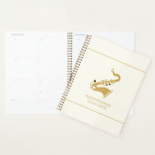 Saxofoon illustratie in gouden glitter textuur planner (Display)