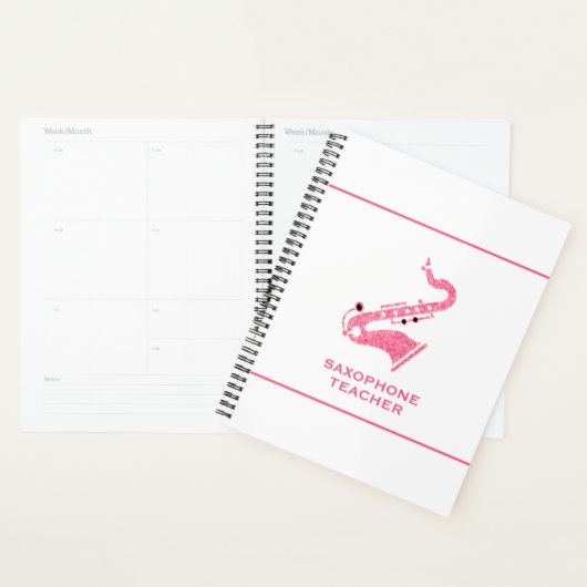 Saxofoon illustratie in gouden glitter textuur planner (Display)