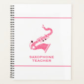 Saxofoon illustratie in gouden glitter textuur planner (Voorkant)