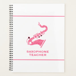 Saxofoon illustratie in gouden glitter textuur planner