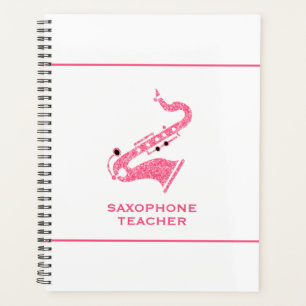 Saxofoon illustratie in gouden glitter textuur planner