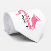 Saxofoon illustratie in roze glitter textuur stropdas (Opgerold)