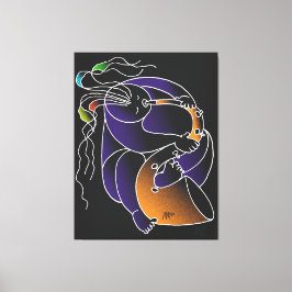 Saxofoon in C majeur - Inktekening en digitale man Canvas Afdruk