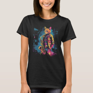 Saxofoon Instrument Jazz Muzikant Cat Saxofonist T-shirt