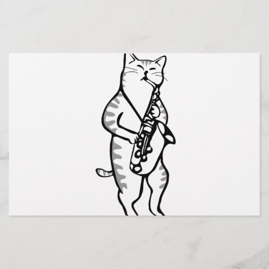 Saxofoon Instrument Muziek Jazz Kat Post-it Notiti Briefpapier (Voorkant)