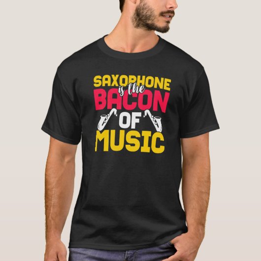 Saxofoon is het spek van de muziek t-shirt (Voorkant)