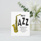 Saxofoon Jazz Resital uitnodiging (Staand voorkant)