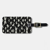 Saxofoon jazz zwart-wit patroon bagagelabel (Voorkant horizontaal)
