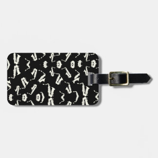 Saxofoon jazz zwart-wit patroon bagagelabel