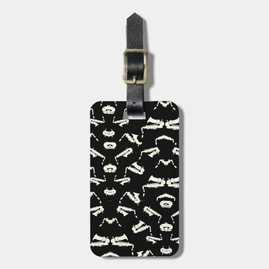 Saxofoon jazz zwart-wit patroon bagagelabel (Voorkant verticaal)