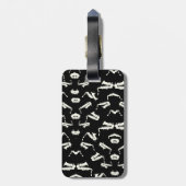 Saxofoon jazz zwart-wit patroon bagagelabel (Achterkant verticaal)