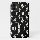 Saxofoon jazz zwart-wit patroon Case-Mate iPhone case (Achterkant)