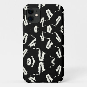 Saxofoon jazz zwart-wit patroon Case-Mate iPhone case