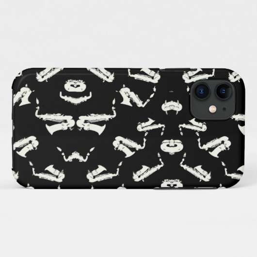 Saxofoon jazz zwart-wit patroon Case-Mate iPhone case (Achterkant (horizontaal))