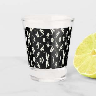 Saxofoon jazz zwart-wit patroon shot glas