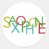 SAXOFOON Letters Ronde Sticker (Voorkant)