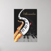 Saxofoon Luxe gepersonaliseerde piano muziek Note Canvas Afdruk (Voorkant)