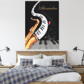 Saxofoon Luxe gepersonaliseerde piano muziek Note Canvas Afdruk (Insitu (Slaapkamer))