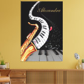 Saxofoon Luxe gepersonaliseerde piano muziek Note Canvas Afdruk (Insitu (Woonkamer))