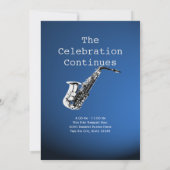 Saxofoon Mania Muziek Blauw Bar Mitswa Kaart (Achterkant)