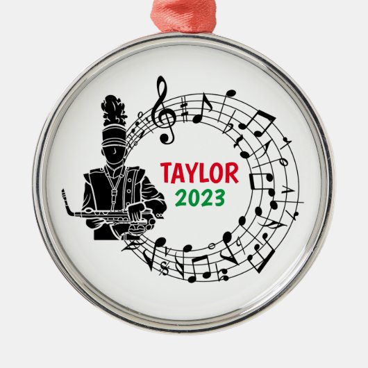 Saxofoon Marching Band Kerst Ornament (Voorkant)