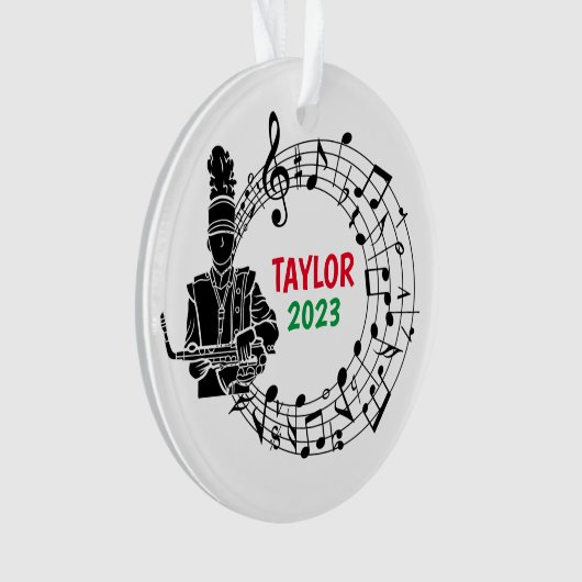 Saxofoon Marching Band Kerst Ornament (voorkant)