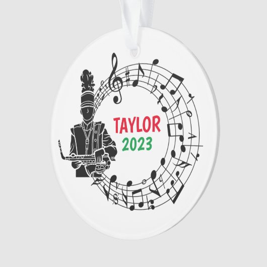 Saxofoon Marching Band Kerst Ornament (voorkant)