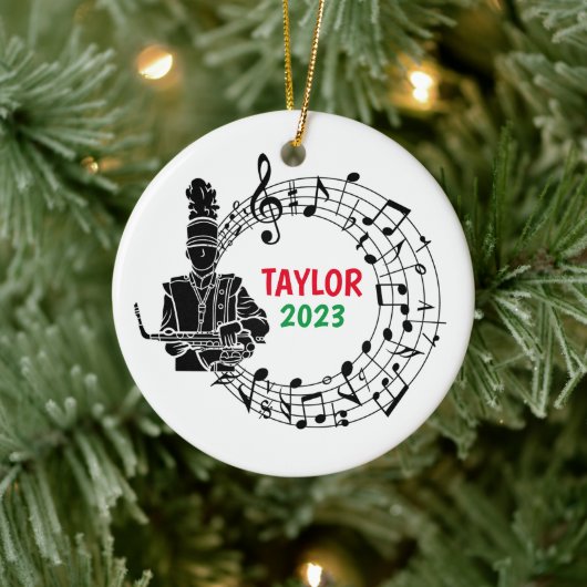 Saxofoon Marching Band Kerst Ornament (Boom)