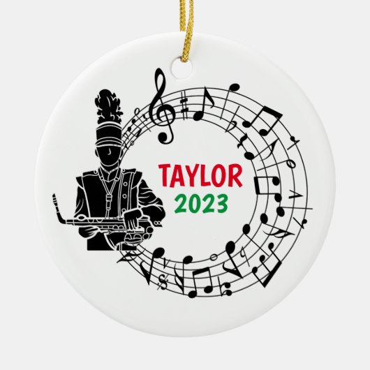 Saxofoon Marching Band Kerst Ornament (Voorkant)