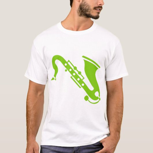 Saxofoon - Martiaans groen T-shirt (Voorkant)
