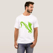 Saxofoon - Martiaans groen T-shirt (Voorkant volledig)