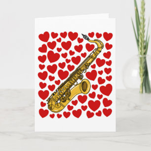 Saxofoon Met Hartjes Valentijnsdag Verjaardagskaar Feestdagen Kaart