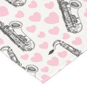 Saxofoon met roze harten bruiloft korte tafelloper (Hoek)