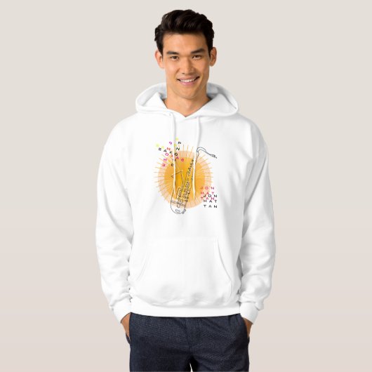Saxofoon Modern Grafisch Saxofoonspeler Jazz Festi Hoodie (Voorkant volledig)