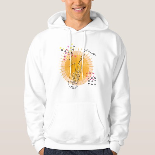 Saxofoon Modern Grafisch Saxofoonspeler Jazz Festi Hoodie (Voorkant)