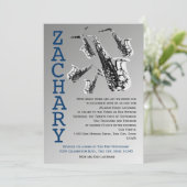 Saxofoon Music Bar Mitswa Kaart (Staand voorkant)