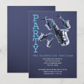 Saxofoon Music Bar Mitswa Receptie Kaart (Voorkant / Achterkant)