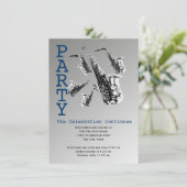 Saxofoon Music Bar Mitswa Receptie Kaart (Staand voorkant)