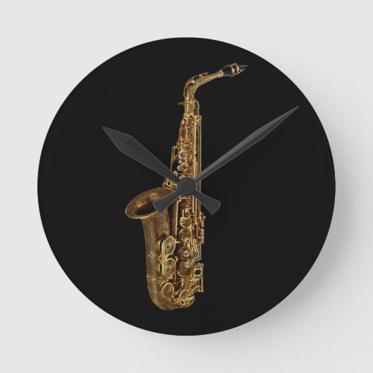 Saxofoon Music Themed Wall Clock Ronde Klok (Voorkant)