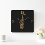 Saxofoon Music Themed Wall Clock Vierkante Klok (Huis)