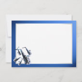 Saxofoon Muziek Blauw Dank u Platte Kaart Notitiekaartje (Achterkant)