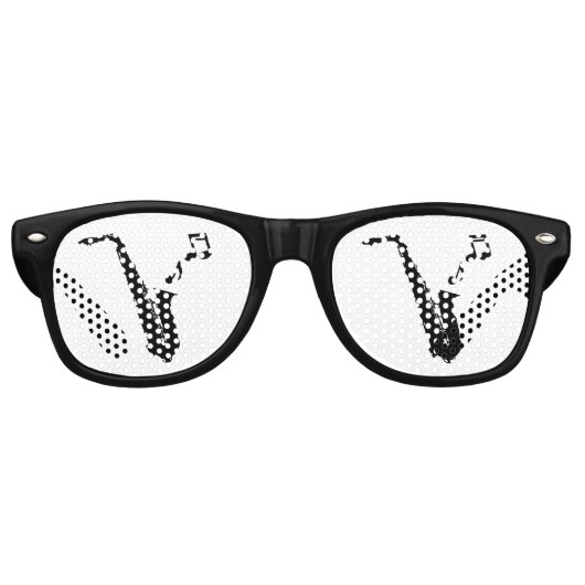 Saxofoon Muziek Retro Party Zonnebril (Voorkant)