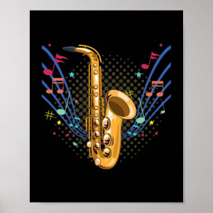 Saxofoon Muziekinstrument Drums Bas Pianist TR Poster