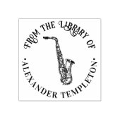 Saxofoon Muziekinstrument Rnd Bibliotheek Boeknaam Rubberstempel (Afrduk)