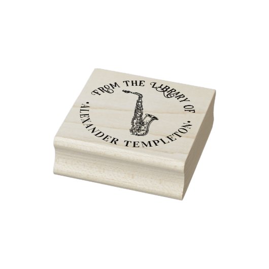 Saxofoon Muziekinstrument Rnd Bibliotheek Boeknaam Rubberstempel (Stempel)