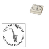 Saxofoon Muziekinstrument Ronde Bibliotheek Boekna Rubberstempel (Gestempeld)