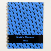 Saxofoon Muzieknoten gepersonaliseerd blauw Planner (Voorkant)